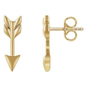 5mm x 17mm (5/8 Inch) 14k Yellow Gold Small Arrow Post Earrings